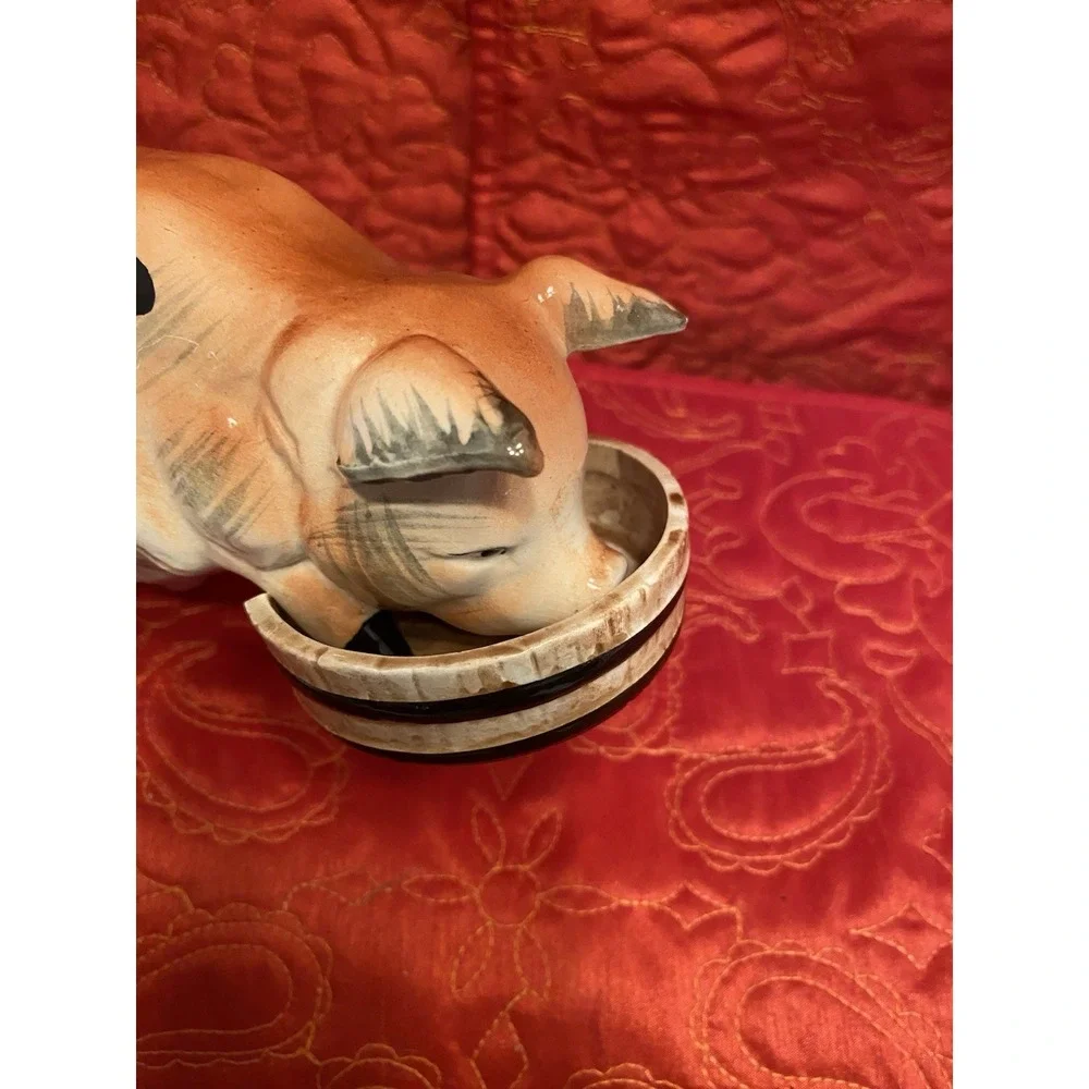 VTG‎ Hungry Hog Eating Figurine With Dish Chase JAPAN